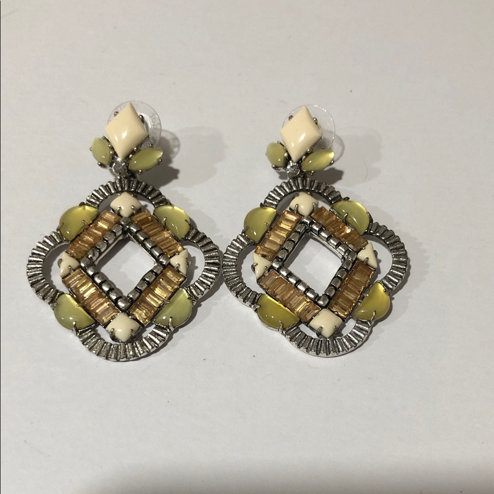 Stella & Dot Silver and Yellow Geometric Earrings